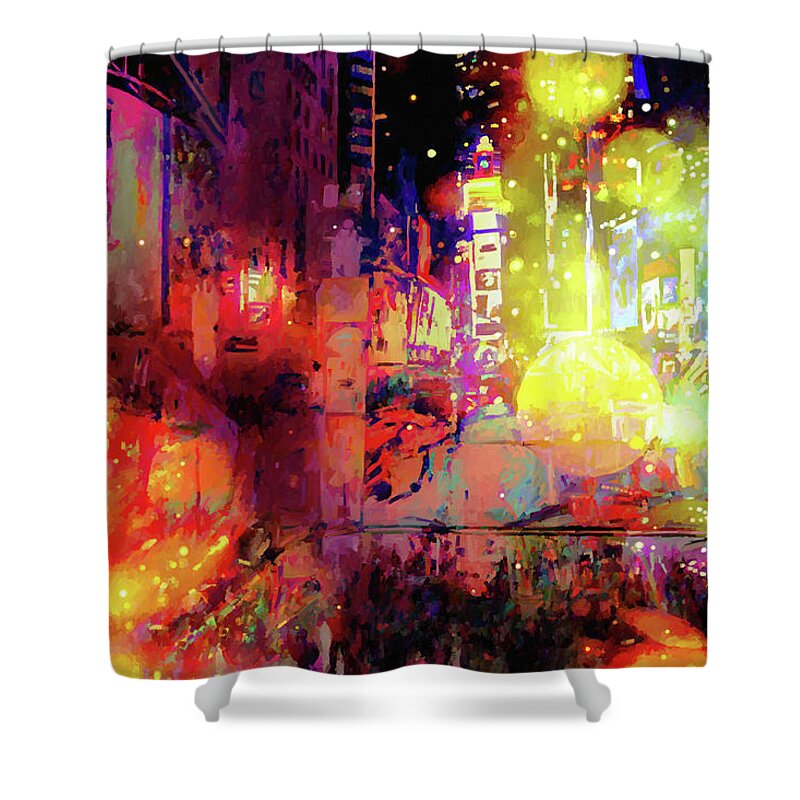 City Shower Curtain featuring the digital art City Nights by Matthew Lindley
