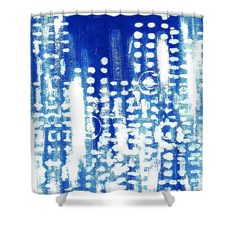 City Night Shower Curtain featuring the painting City Nights by PJ Lewis