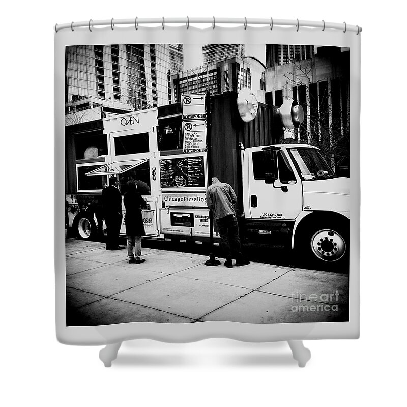 Midwest Shower Curtain featuring the photograph City of Chicago Pizza Truck by Frank J Casella