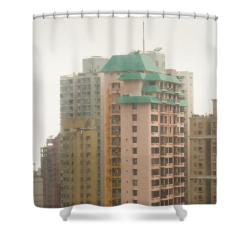 Buildings Shower Curtain featuring the photograph City of Hong Kong by Cheryl Day