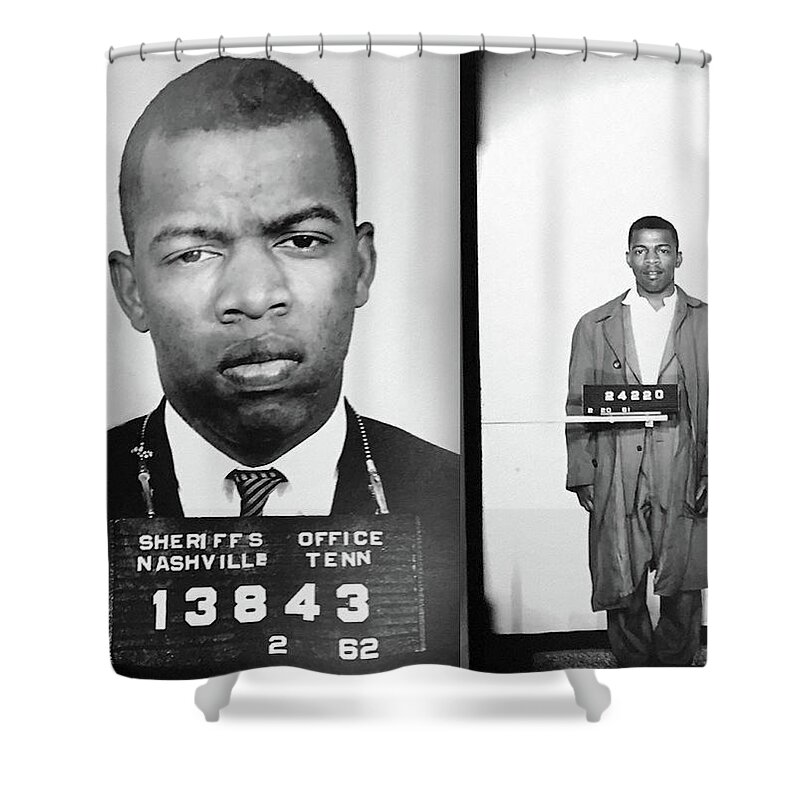 Civil Shower Curtain featuring the photograph Civil Rights Leader John Lewis Mugshot by Digital Reproductions