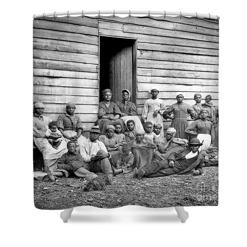 1860s Shower Curtain featuring the photograph Civil War: Freed Slaves by Granger