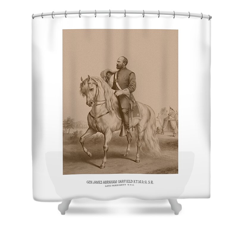 James Garfield Shower Curtain featuring the mixed media Civil War General James Garfield by War Is Hell Store