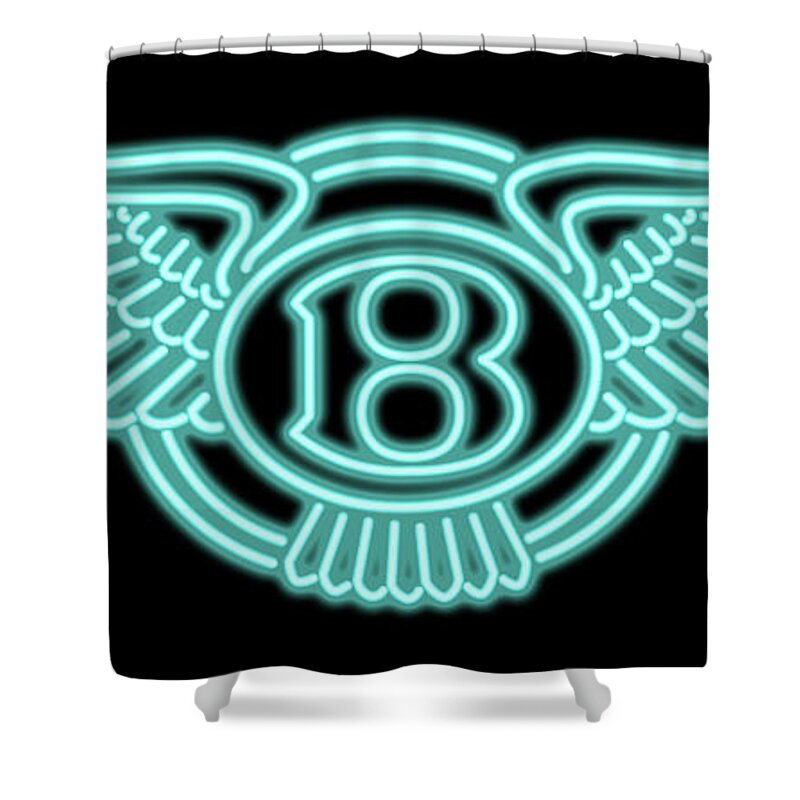 Bentley Shower Curtain featuring the digital art Classic Bentley Neon Sign by Ricky Barnard