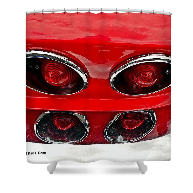 Cars Shower Curtain featuring the photograph Classic car tail lights reflection by Karl Rose