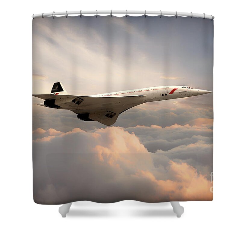 Concorde Shower Curtain featuring the digital art Classic Concorde by Airpower Art