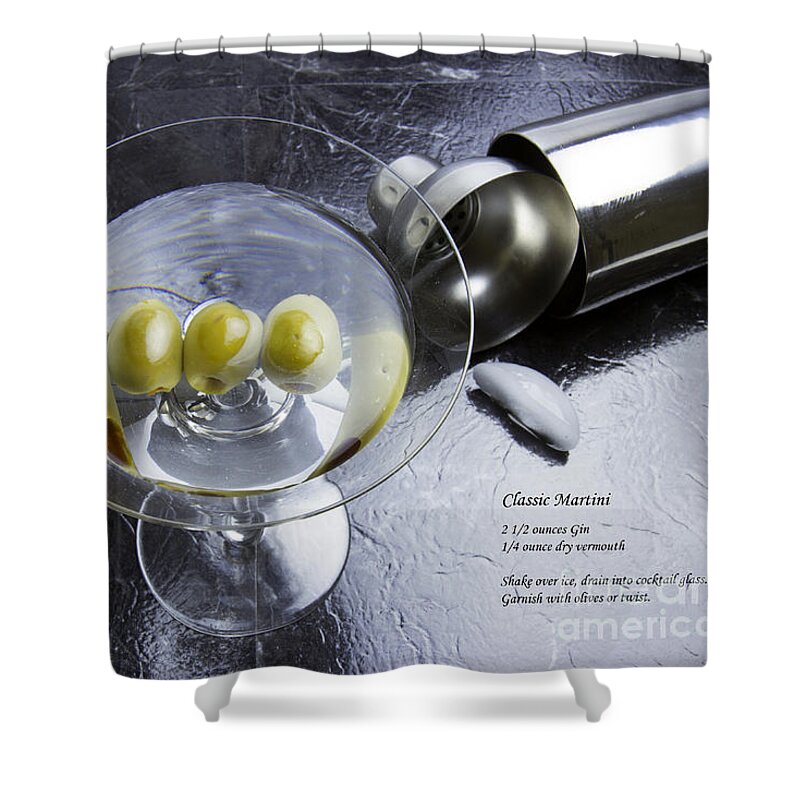 Martini Shower Curtain featuring the photograph Classic Martini with Recipe by Karen Foley
