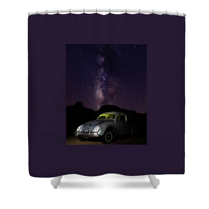 Classic Car Shower Curtain featuring the photograph Classic VW Bug Under the Milky Way by James Sage