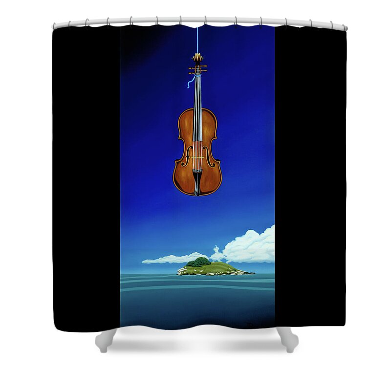 Cello Shower Curtain featuring the painting Classical Seascape by Paxton Mobley
