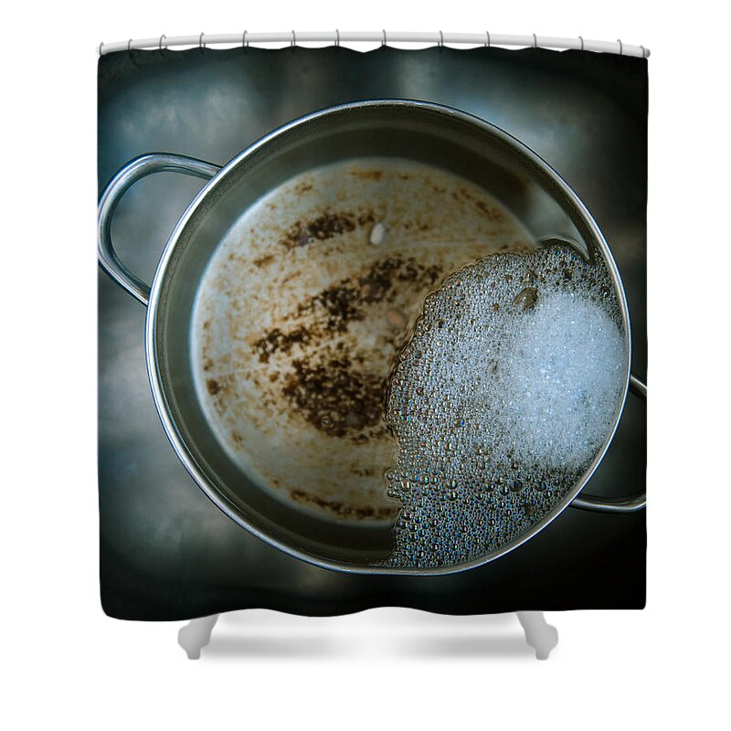 Pan Shower Curtain featuring the photograph Cleaning the Pot by Scott Sawyer