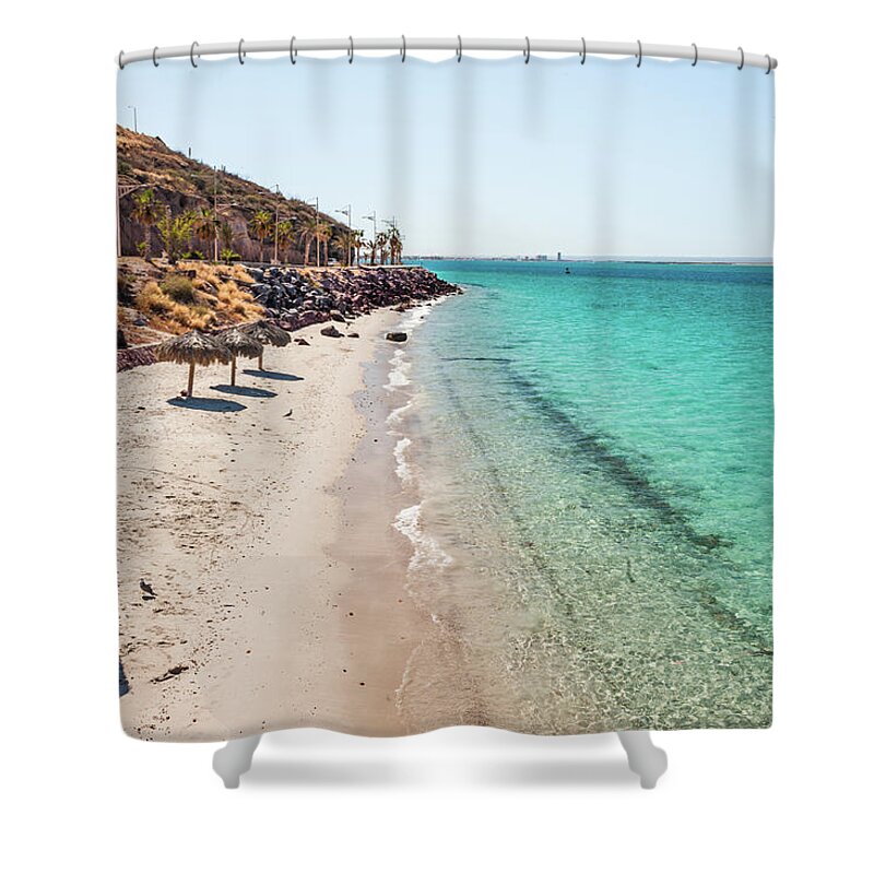 Landscape Shower Curtain featuring the photograph Clear Beach by Charles McCleanon