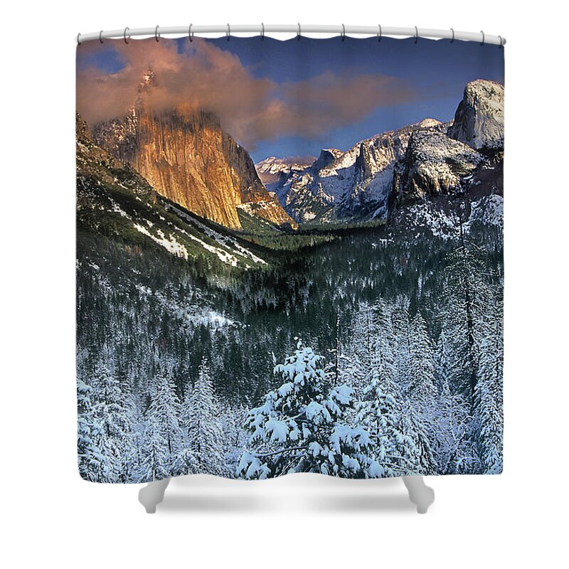 Dave Welling Shower Curtain featuring the photograph Clearing Winter Storm El Capitan Yosemite National Park by Dave Welling