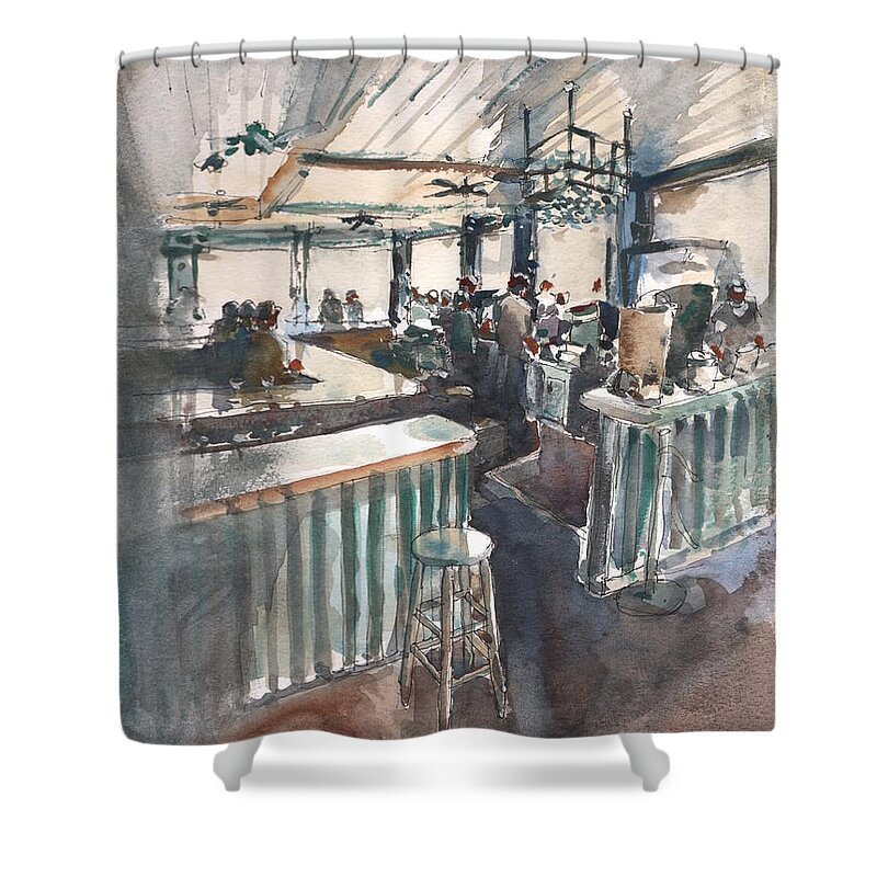 Interior Shower Curtain featuring the painting Clearwater Bar on the Beach by Gaston McKenzie