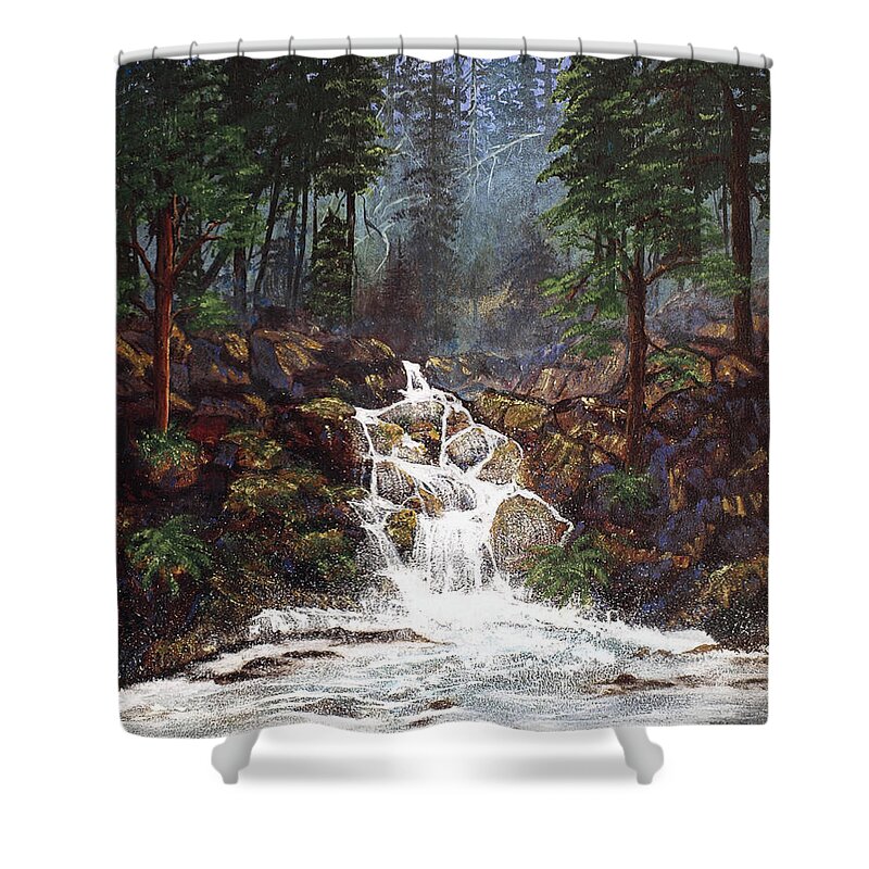 Waterfall Shower Curtain featuring the painting Clearwater Falls by Diane Schuster
