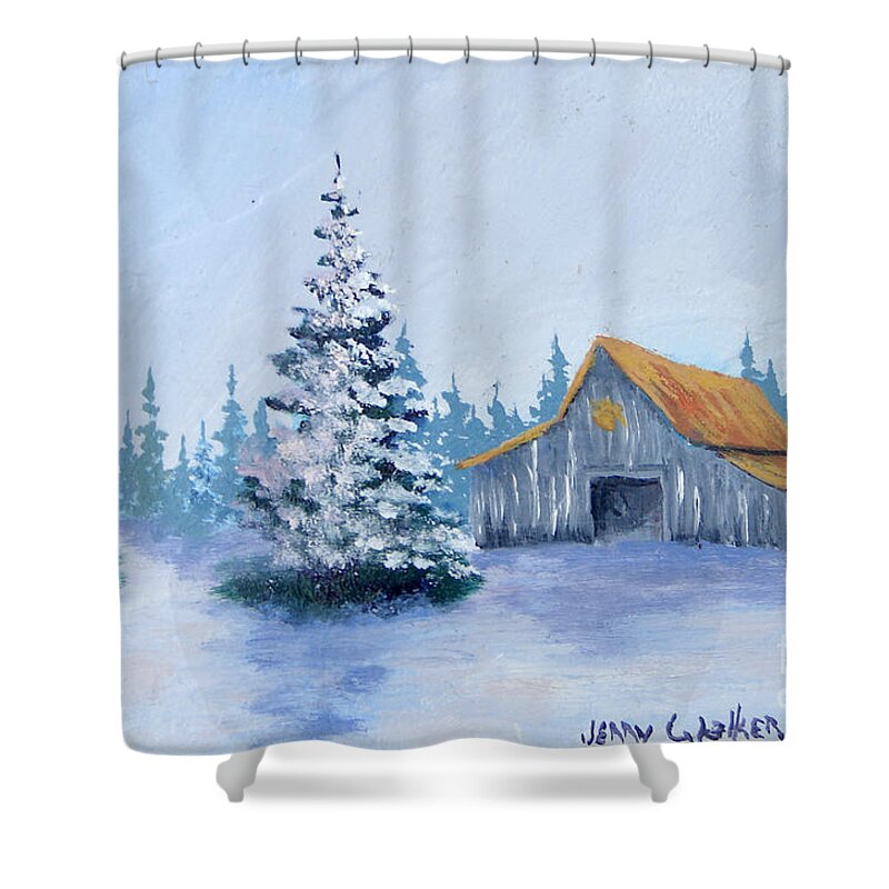 Cold Shower Curtain featuring the painting Clemson Winter by Jerry Walker