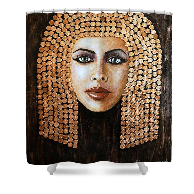 Queen Of Egypt Shower Curtain featuring the painting Cleopatra by Arturas Slapsys