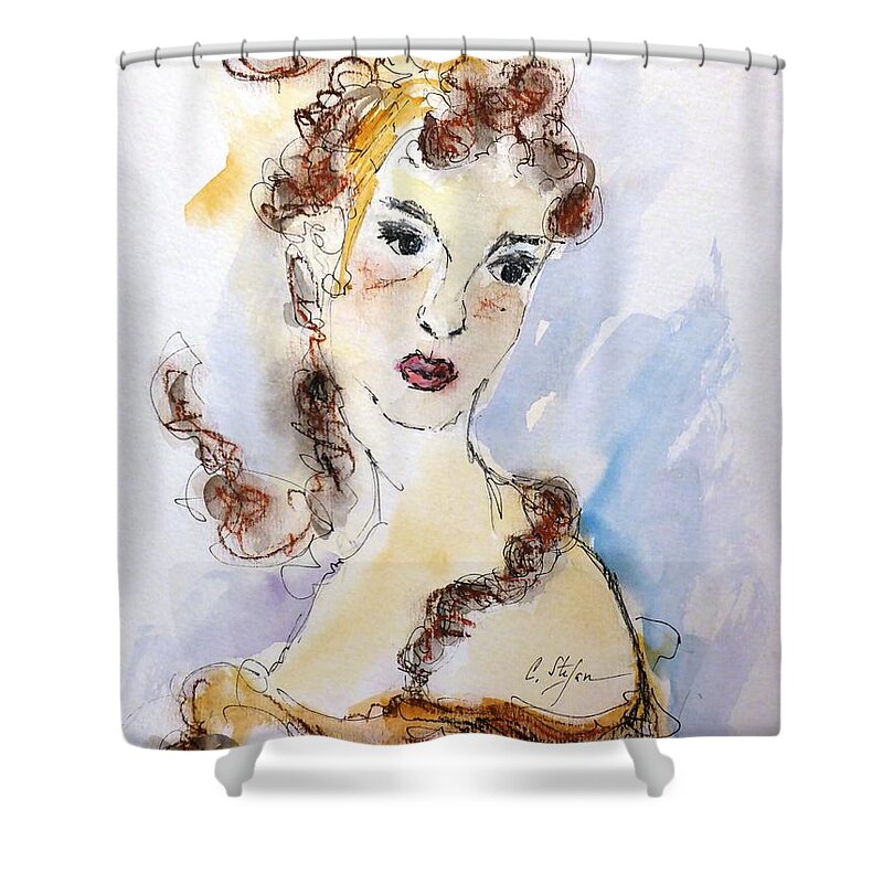 Cleopatra Shower Curtain featuring the drawing Cleopatra by Cristina Stefan