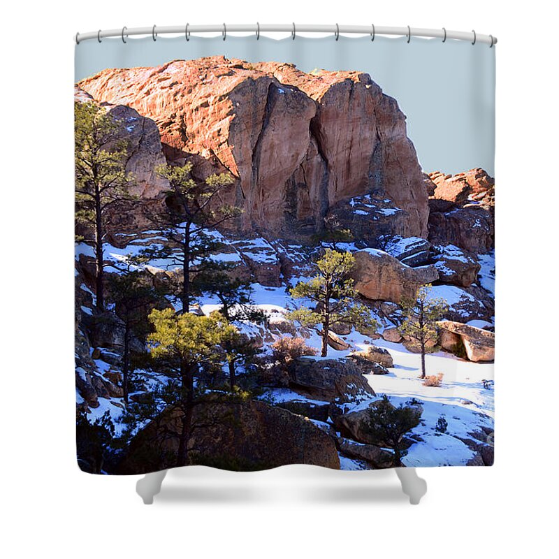 Southwest Landscape Shower Curtain featuring the photograph Cliff at El Malpais by Robert WK Clark