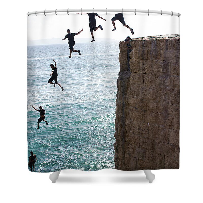 Acre Shower Curtain featuring the photograph Cliff Diving by Nicola Nobile
