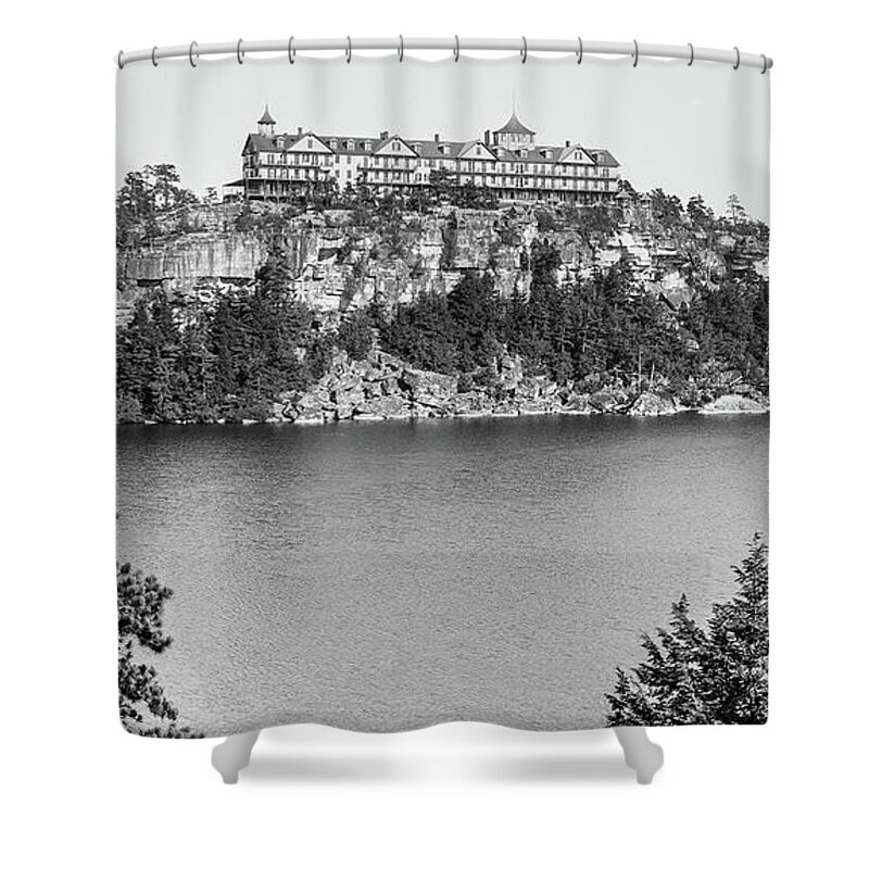 Hudson Valley Shower Curtain featuring the photograph Cliff House at Lake Minnewaska, 1900 by The Hudson Valley
