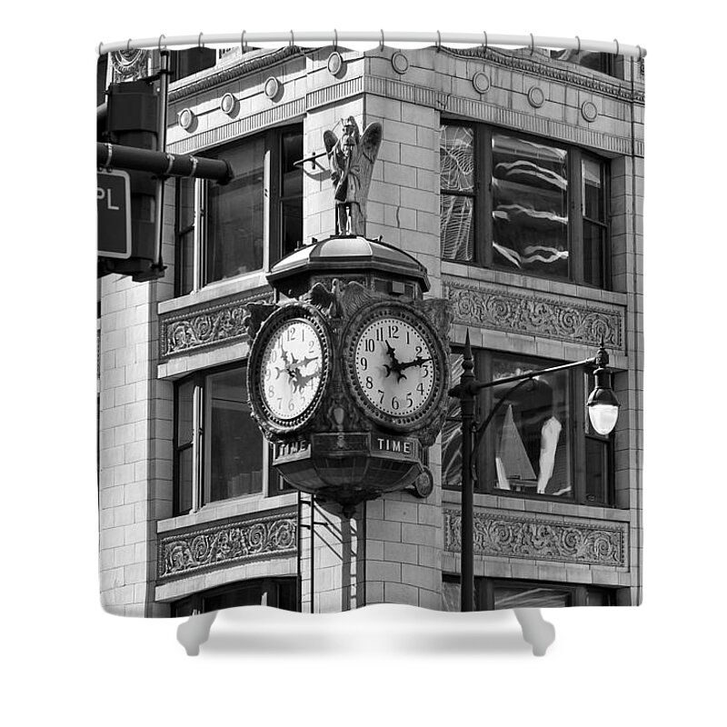 Clock Shower Curtain featuring the photograph Clock on Jewelers Building - Chicago by Jackson Pearson