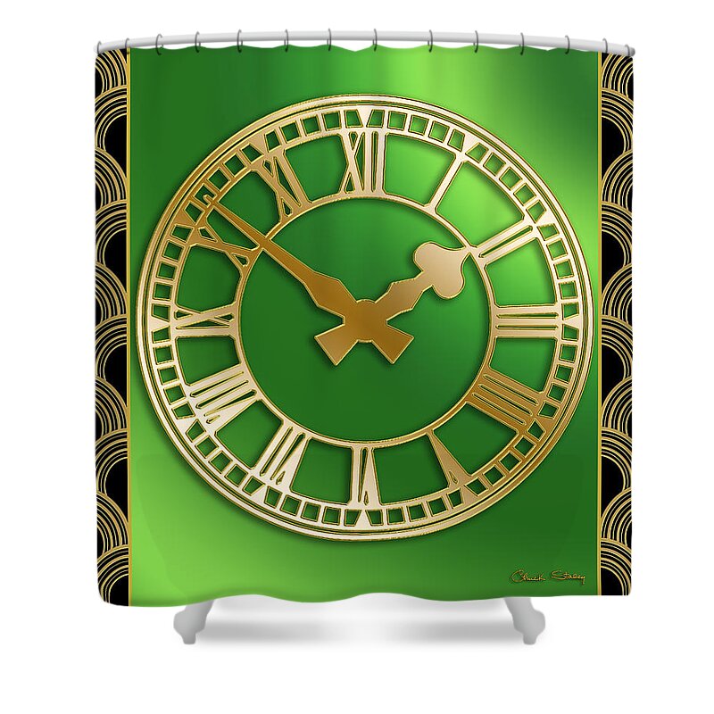 Clock With Border Shower Curtain featuring the digital art Clock with Border by Chuck Staley