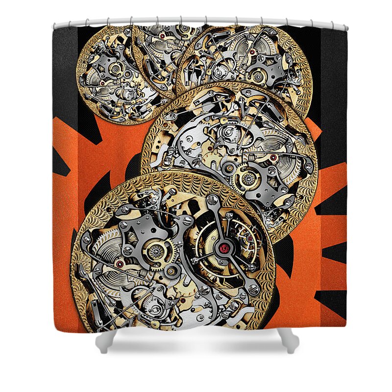 'visual Art Pop' Collection By Serge Averbukh Shower Curtain featuring the digital art Clockwork Orange - 3 of 4 by Serge Averbukh