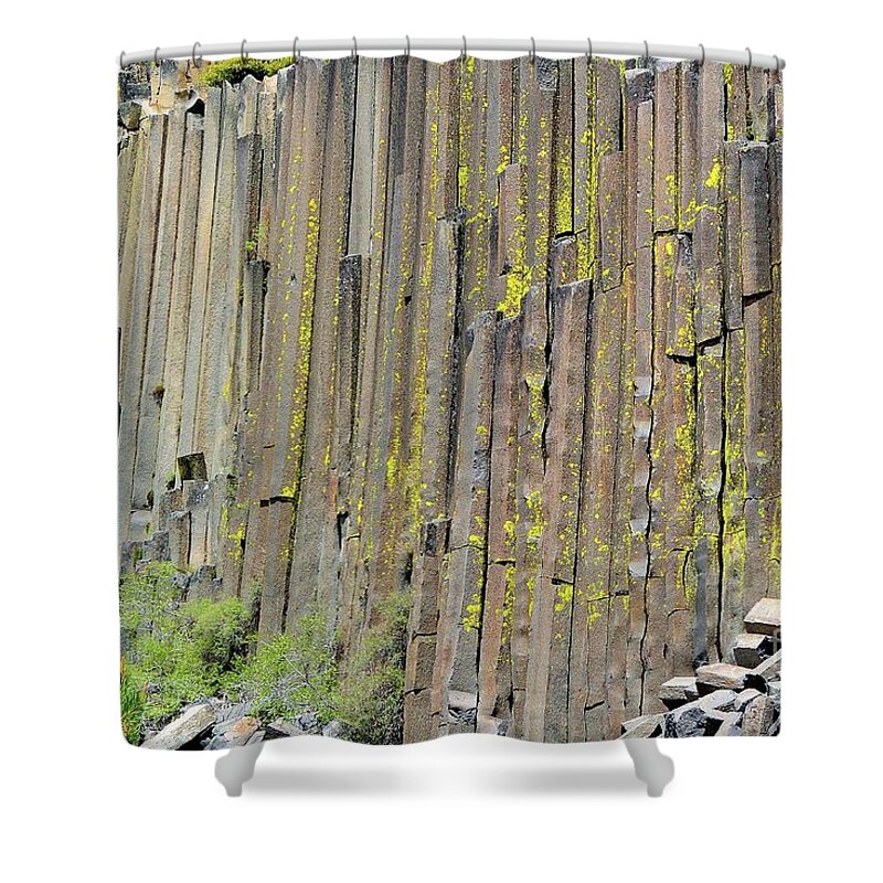 Devils Post Pile Shower Curtain featuring the photograph Close-Up Devils Postpile by Joe Lach