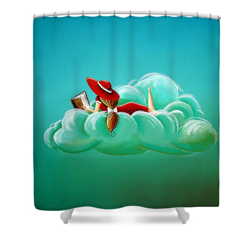 Girl Shower Curtain featuring the painting Cloud 9 by Cindy Thornton