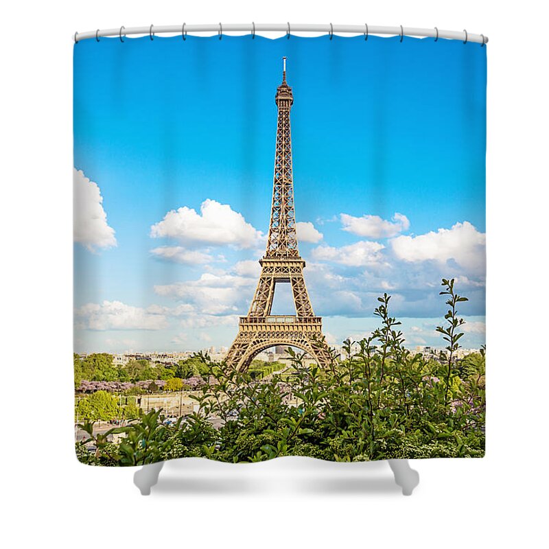 Eiffel Tower Shower Curtain featuring the photograph Cloud 9 - Eiffel Tower - Paris, France by Melanie Alexandra Price