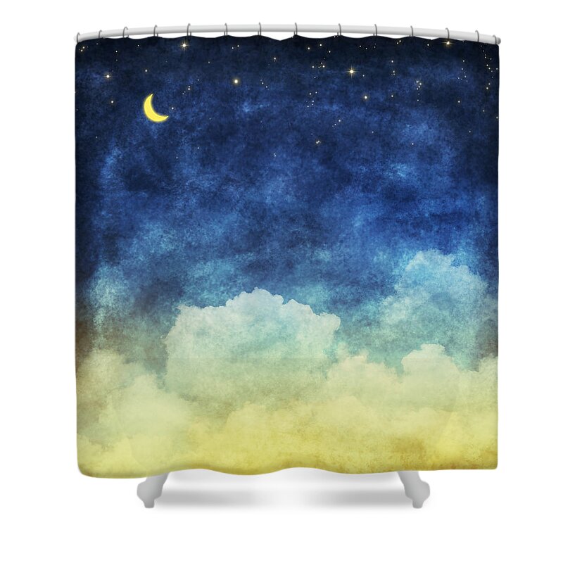 Art Shower Curtain featuring the painting Cloud And Sky At Night by Setsiri Silapasuwanchai