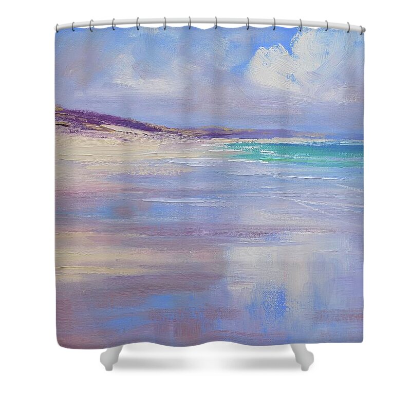 Nature Shower Curtain featuring the painting Cloud reflections by Graham Gercken