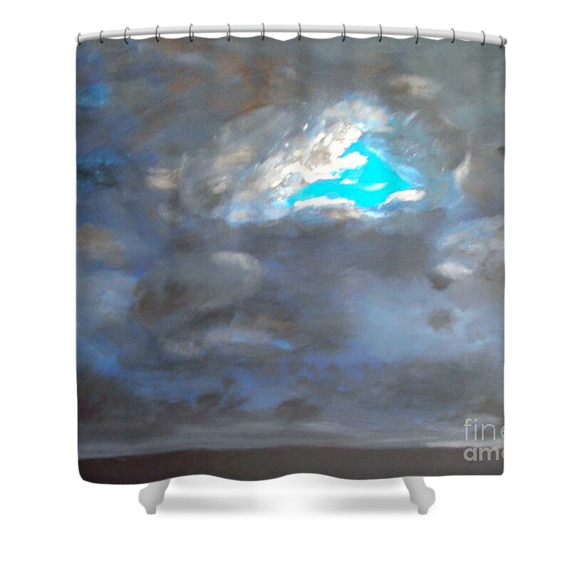 Cloud Shower Curtain featuring the painting Cloudhole by Pilbri Britta Neumaerker