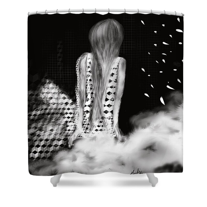 Cloud-land Shower Curtain featuring the digital art Cloudland by Sladjana Lazarevic