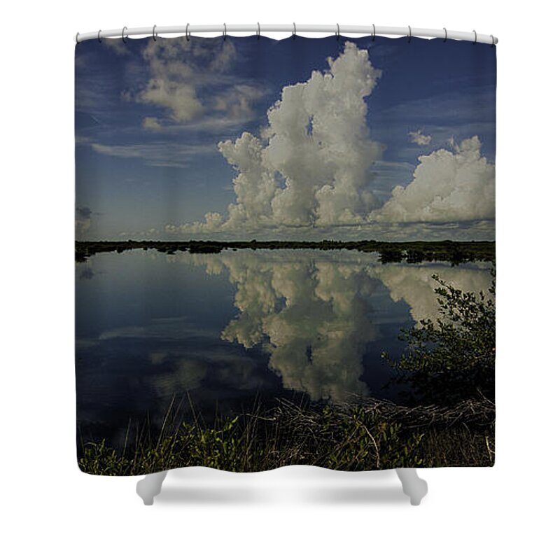 Clouds Shower Curtain featuring the photograph Clouds and Reflections by Dorothy Cunningham