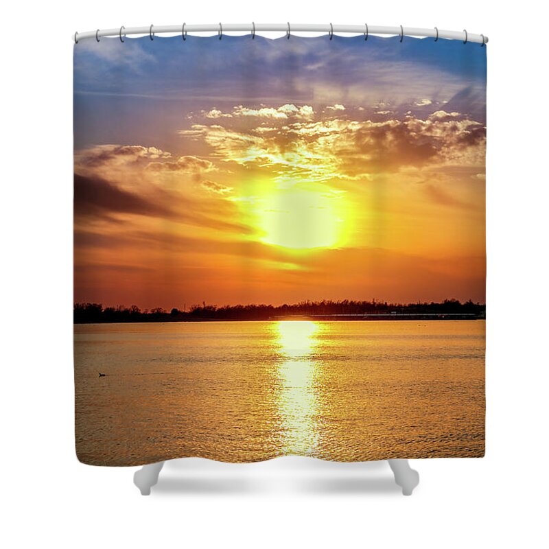 Cloudy Shower Curtain featuring the photograph Clouds at Sunset by Doug Long