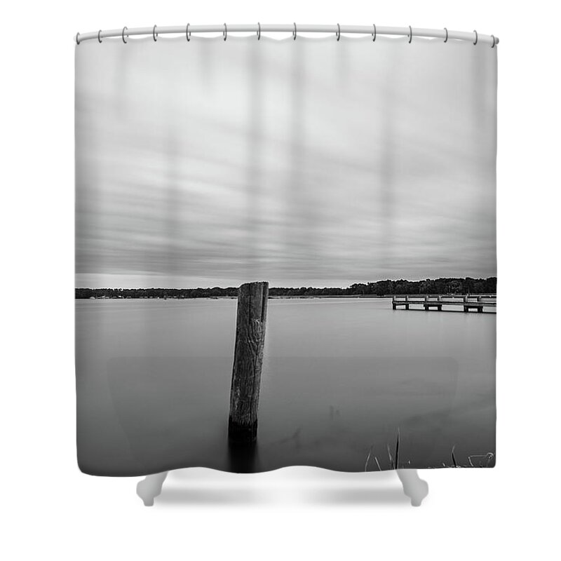 Long Exposure Shower Curtain featuring the photograph Clouds Moving Over Lake Long Exposure by Todd Aaron