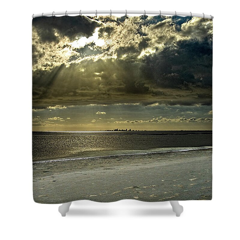 Beach Shower Curtain featuring the photograph Clouds Over The Bay by Christopher Holmes