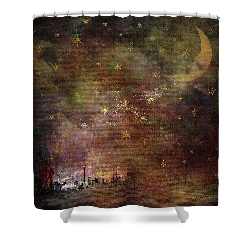 Toronto Shower Curtain featuring the digital art Cloudy Night by Nicky Jameson