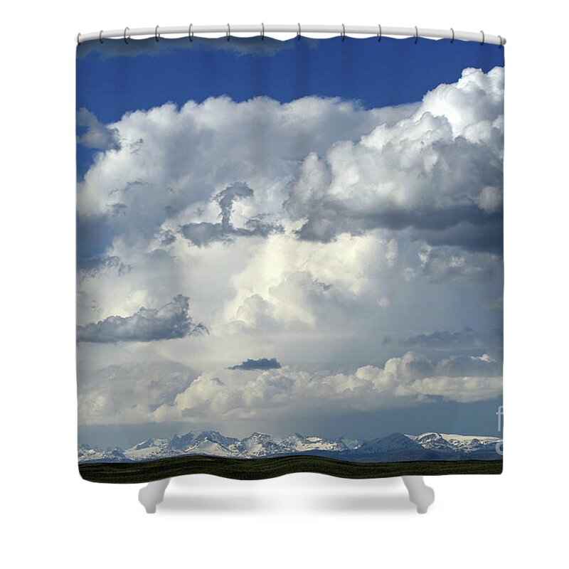 Wind River Mountains Shower Curtain featuring the photograph Cloudy Skies by Edward R Wisell