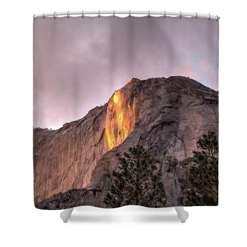2017conniecooper-edwards Shower Curtain featuring the photograph Cloudy sunset Horsetail Falls by Connie Cooper-Edwards