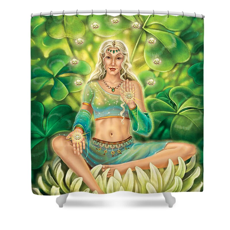 Clover Shower Curtain featuring the painting Clover - Gentle Strength by Anne Wertheim