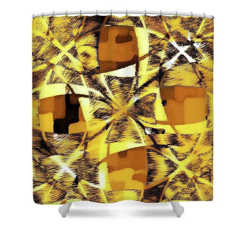 Abstract Shower Curtain featuring the digital art Clover Star Swirled Abstract Sepia by DiDesigns Graphics