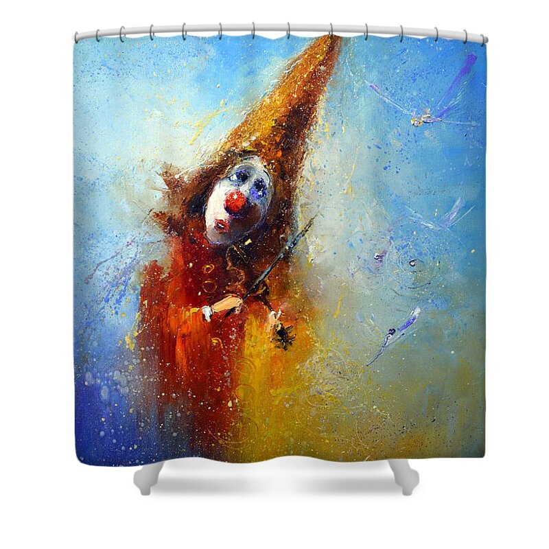 Russian Artists New Wave Shower Curtain featuring the photograph Clown Musician by Igor Medvedev