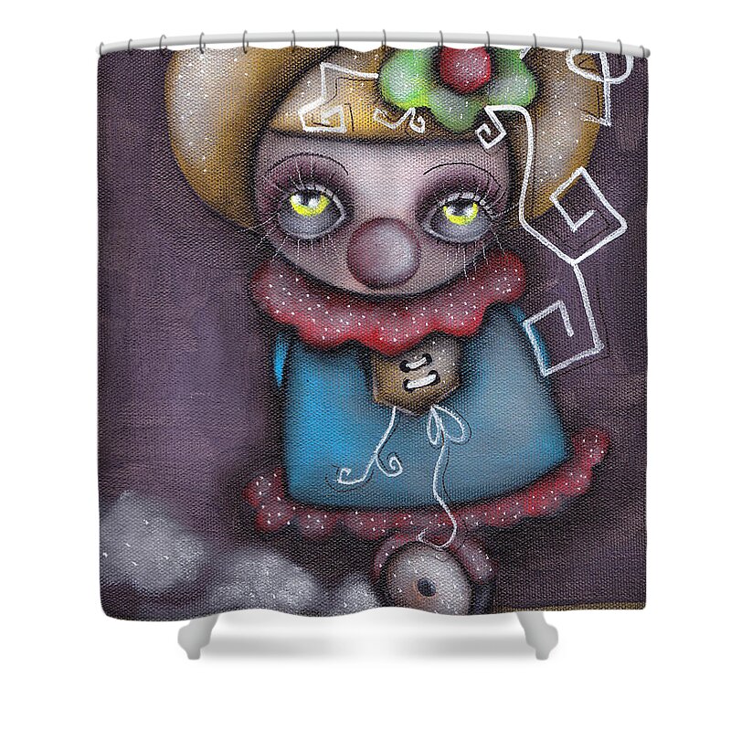 Abril Andrade Griffith Shower Curtain featuring the painting Clowning Around by Abril Andrade