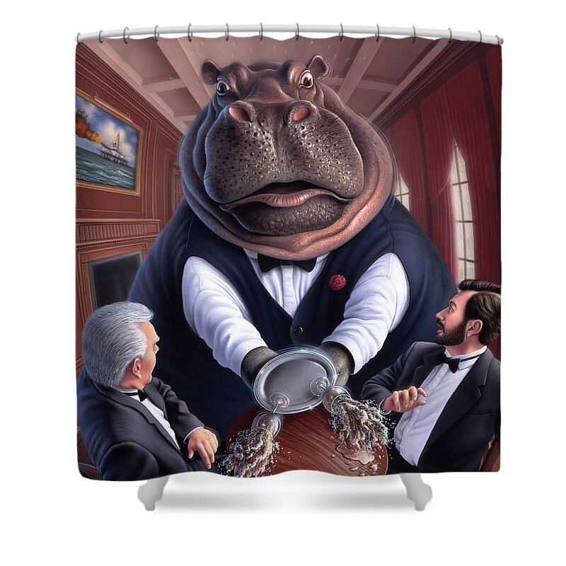 Hippo Shower Curtain featuring the painting Clumsy by Jerry LoFaro