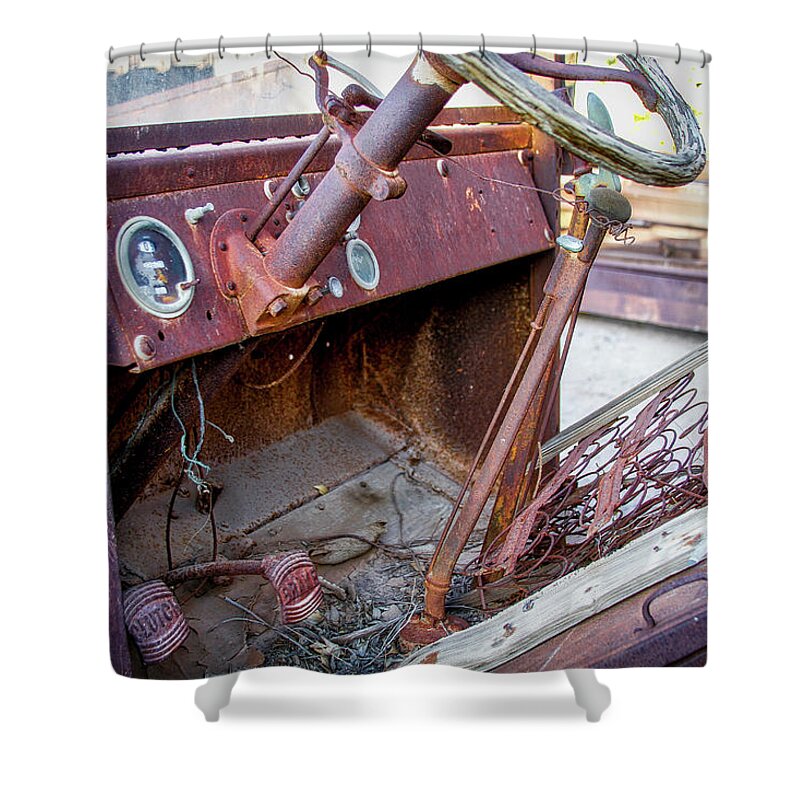 Rusty Truck Shower Curtain featuring the photograph Clutch and Brake by Gene Parks