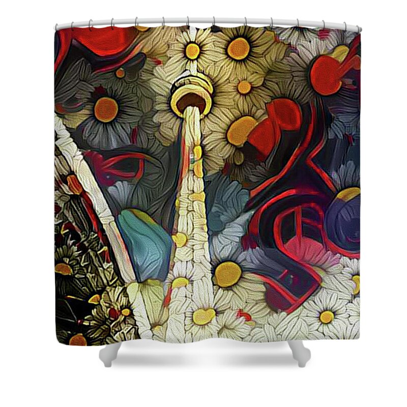 Daisies Shower Curtain featuring the photograph CN Tower Pushing Up Daisies by Nina Silver