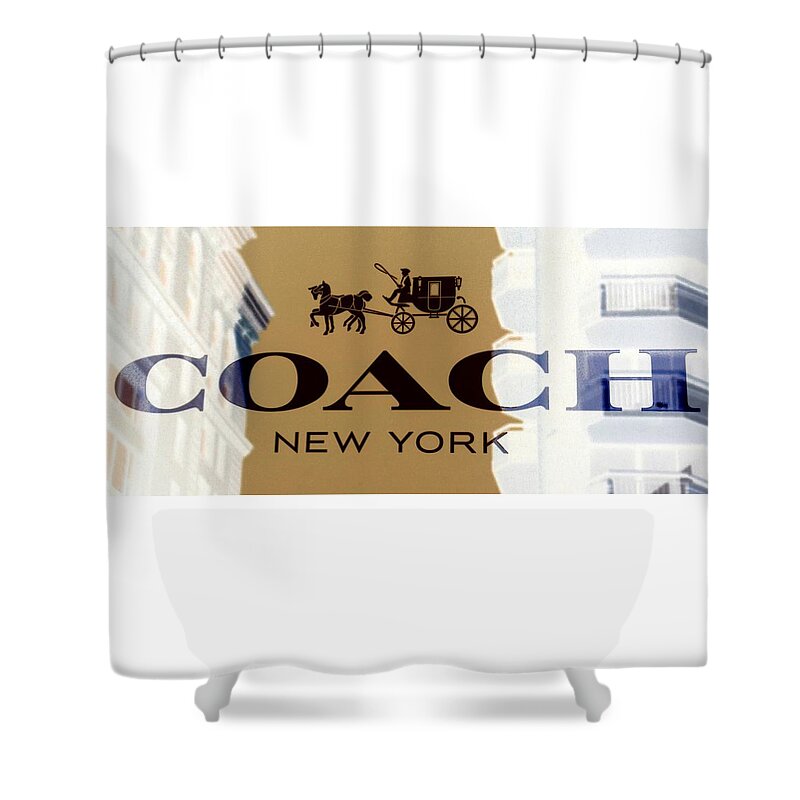 Coach Shower Curtain featuring the photograph COACH New York Sign by Marianna Mills