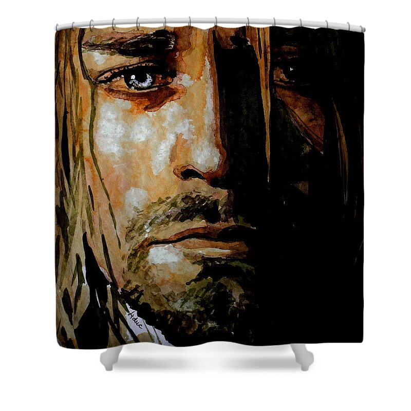 Cobain Shower Curtain featuring the painting Cobain by Laur Iduc